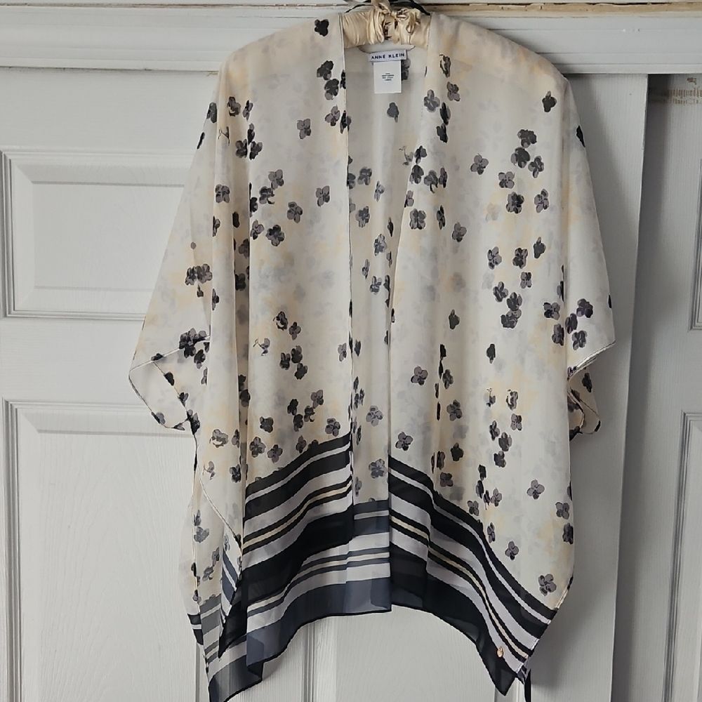 Anne Klein Sheer Floral Poncho Wrap